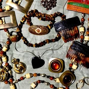 Warm Tone Vintage Jewelry and What Not Lot